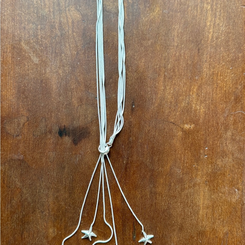 Womans new sterling silver 925 necklace with 5 stars. Snake style chain